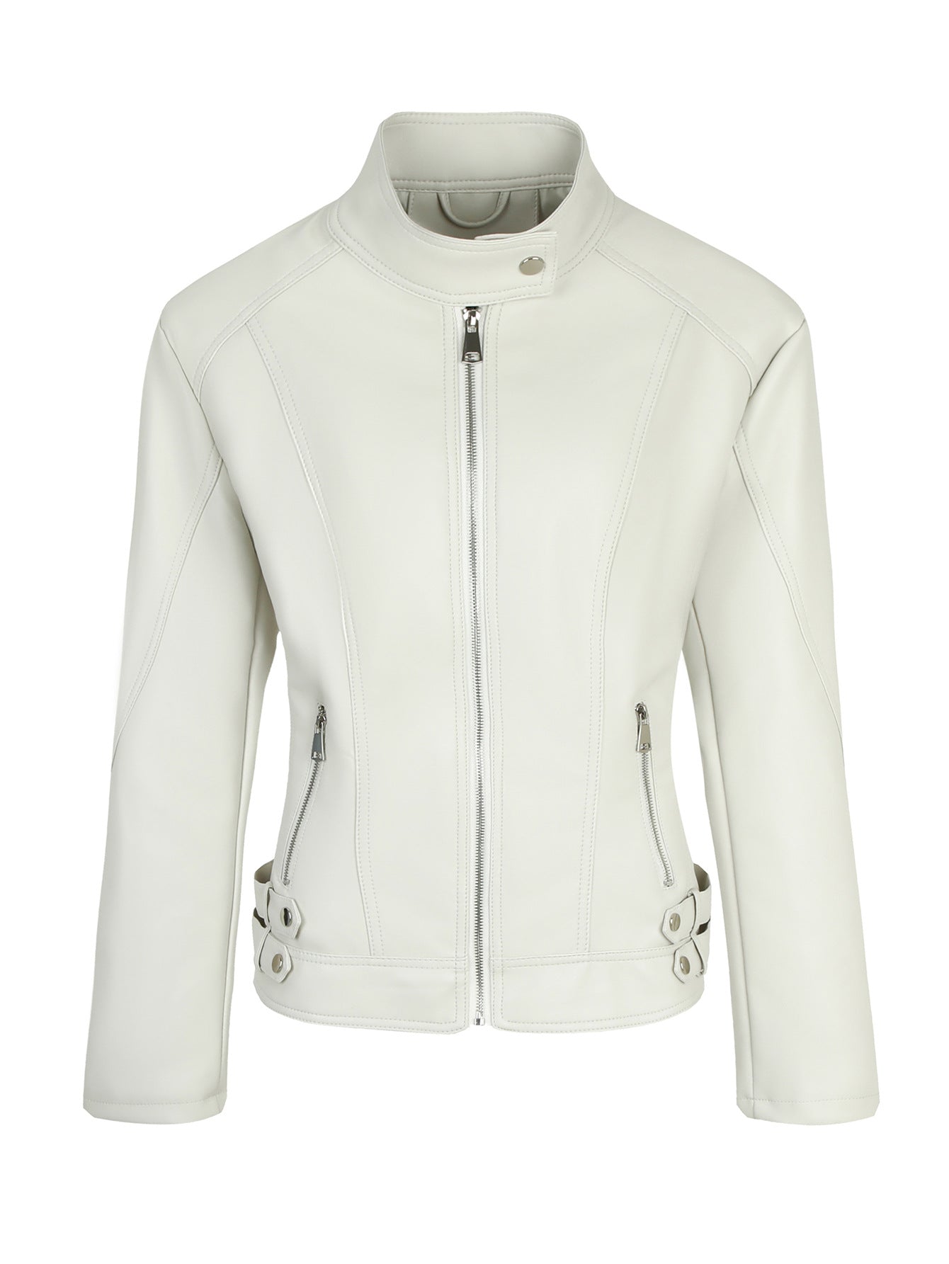Plus-size Womens Slim-fit Stand-up Collar Jacket