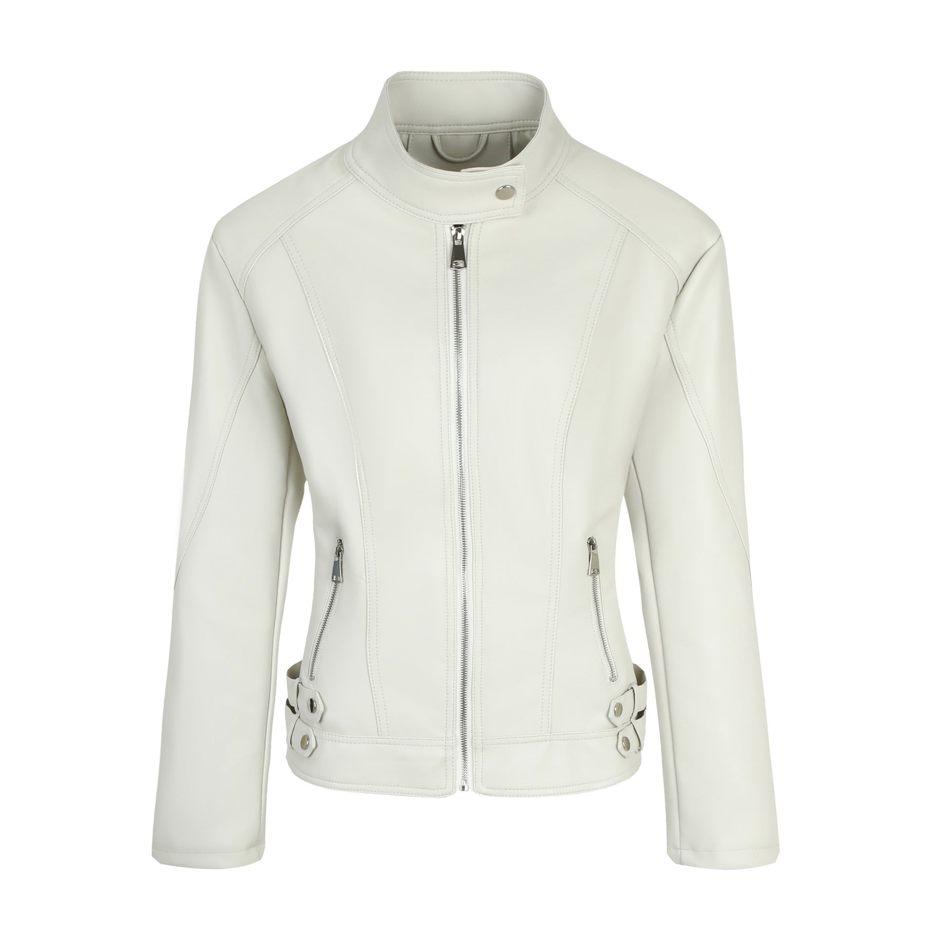 Plus-size Womens Slim-fit Stand-up Collar Jacket