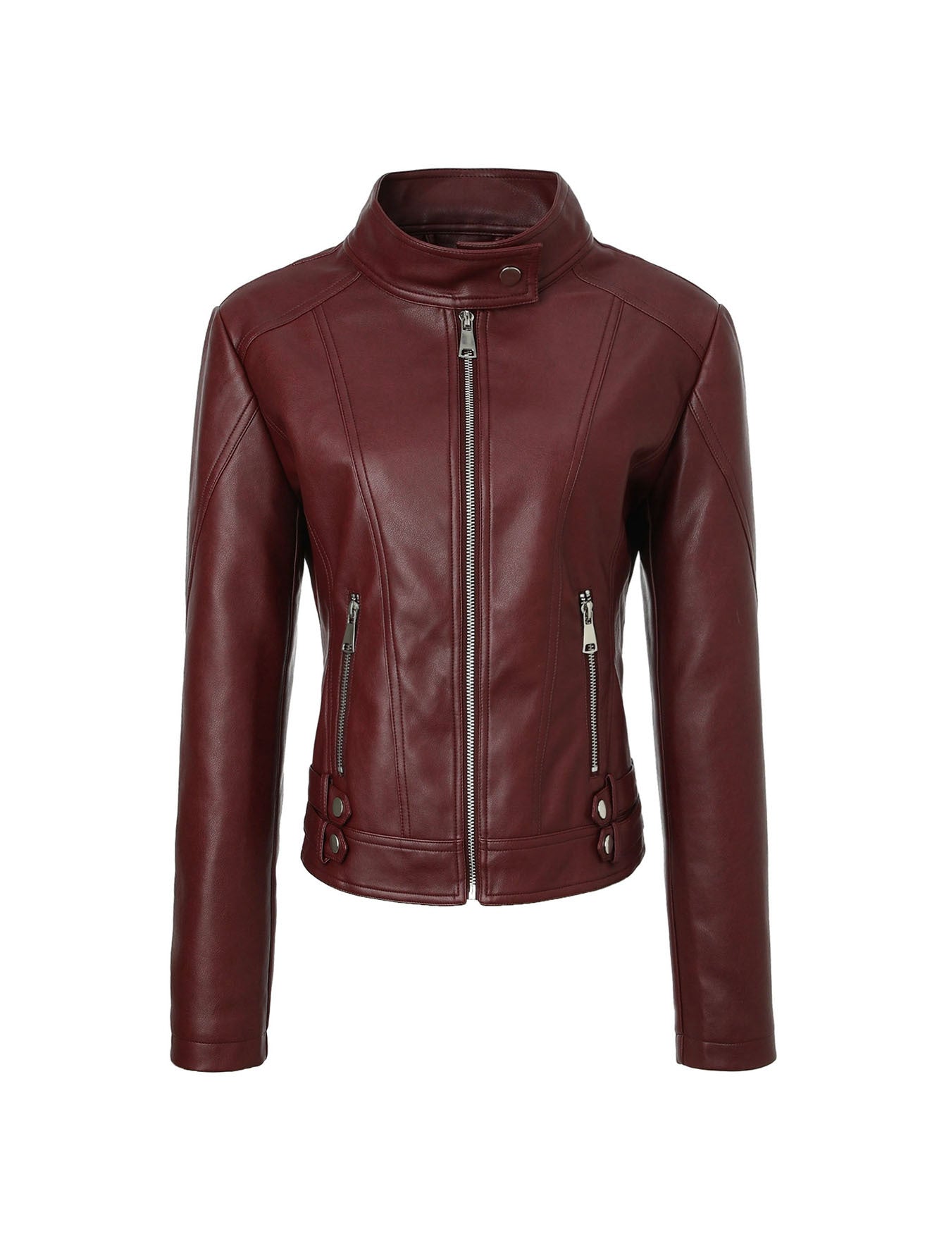 Plus-size Womens Slim-fit Stand-up Collar Jacket