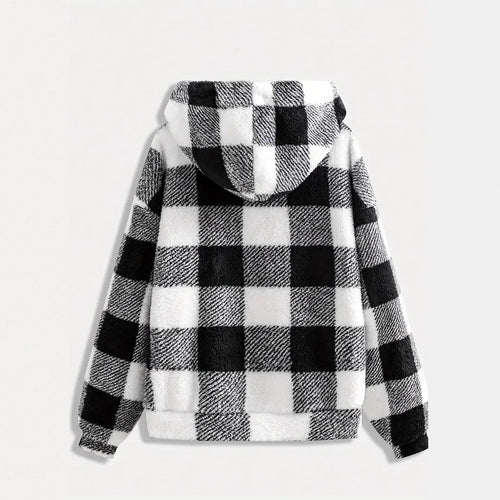 Fashionable Casual Zip-up Plush Hoodie With Long Sleeves