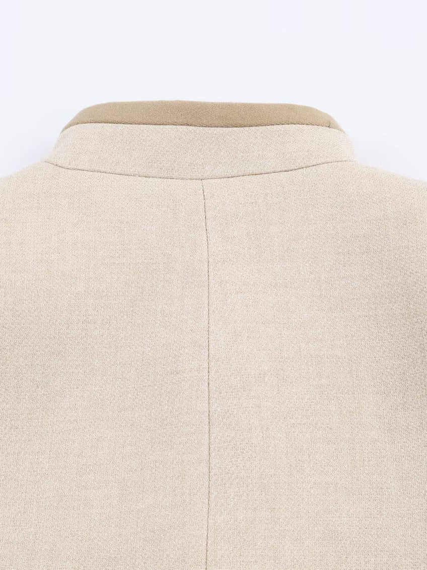 Design Padded Shoulder Rope Knot Button Jacket Coat