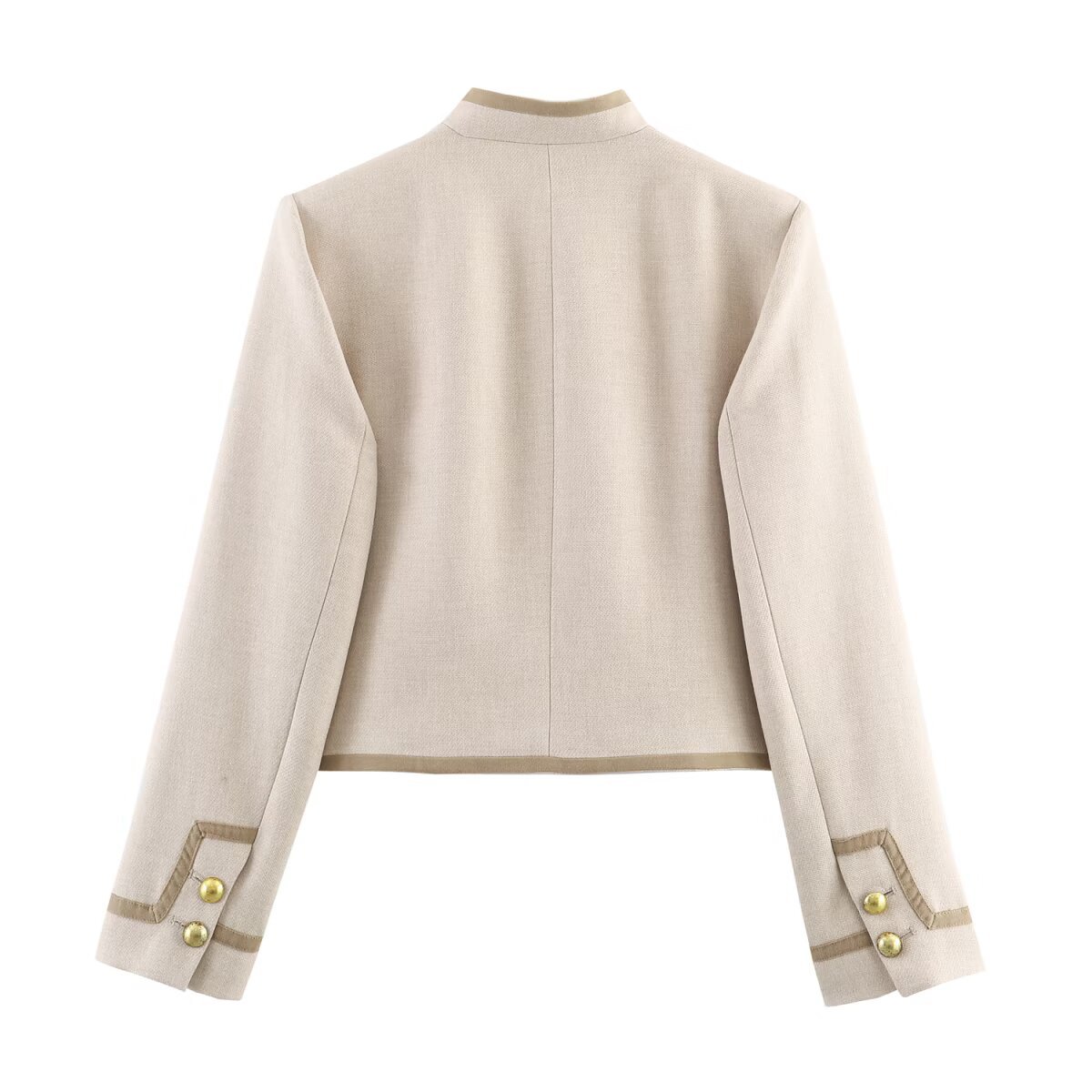 Design Padded Shoulder Rope Knot Button Jacket Coat