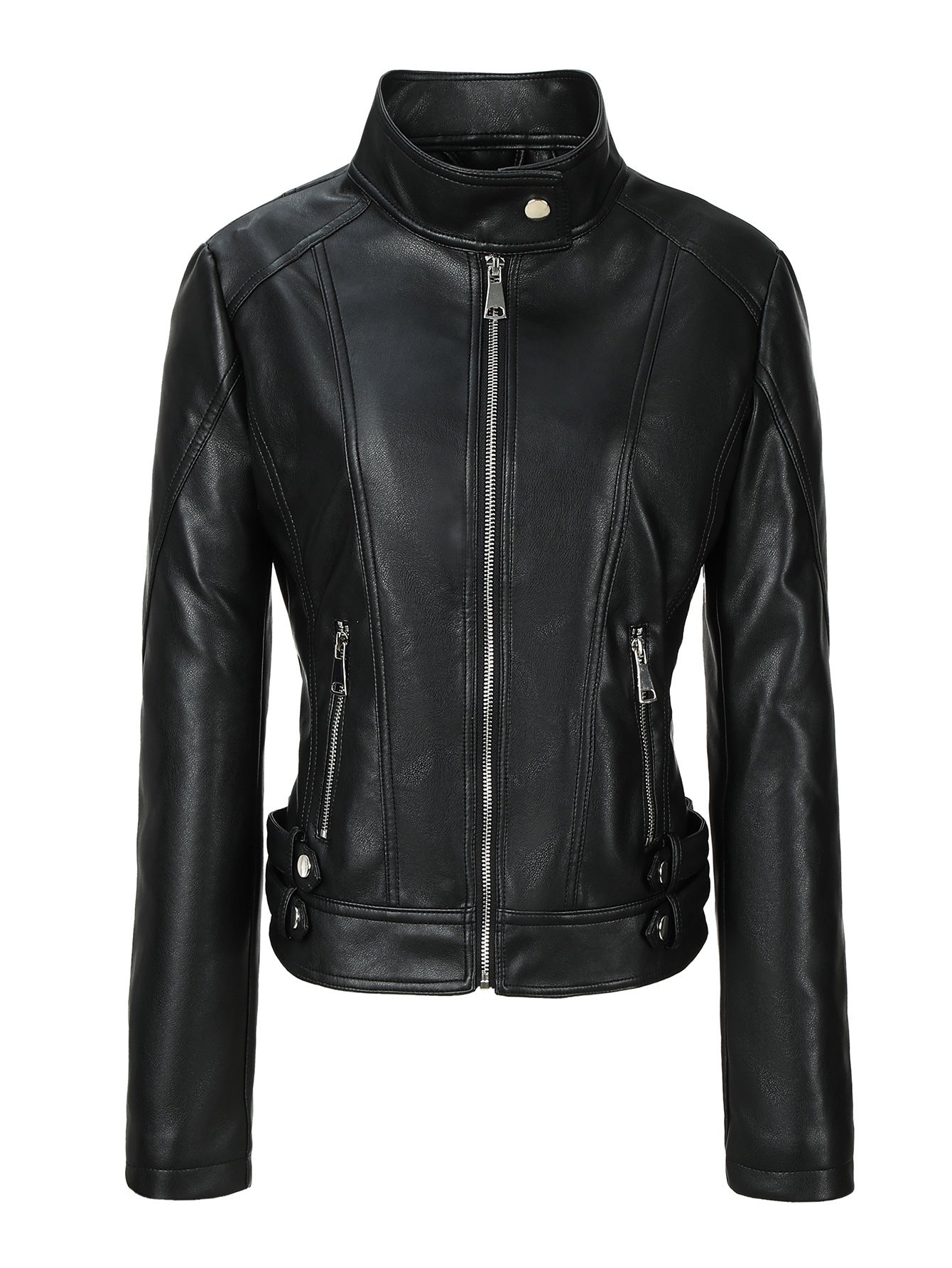 Plus-size Womens Slim-fit Stand-up Collar Jacket